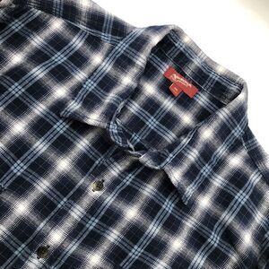 Arizona Jeans Co Mens Flannel Shirt XXL Blue Plaid 2 Chest Pockets Country